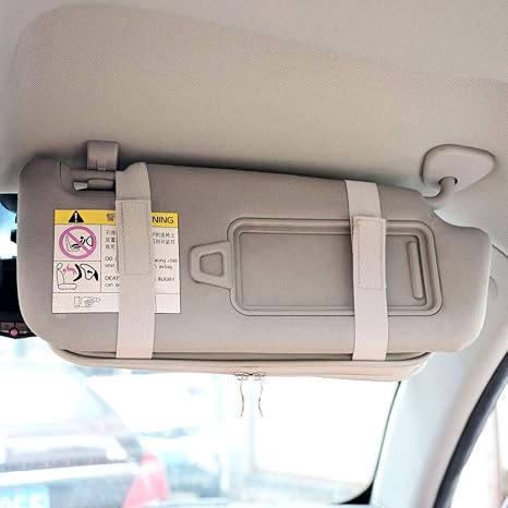 Multi-Pocket Visor Organizer Storage Pouch for Cars, SUVs & Trucks with Double Zippers, Elastic Bands & Glasses Clip