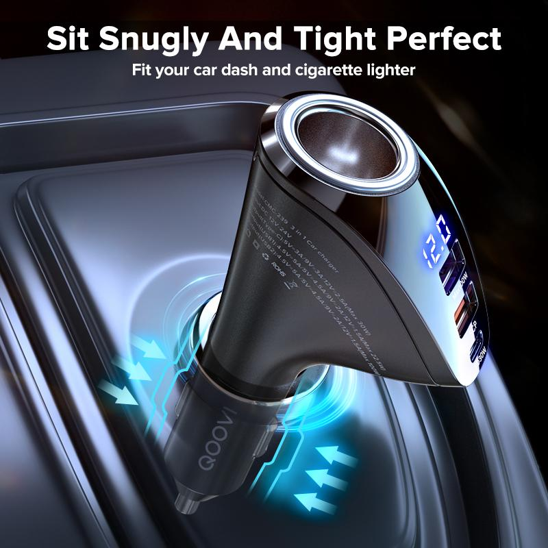 150W Car Charger Usb Type C Super Fast Charging PD 4.0 Quick Charge 3.0 Cigarette Lighter Socket