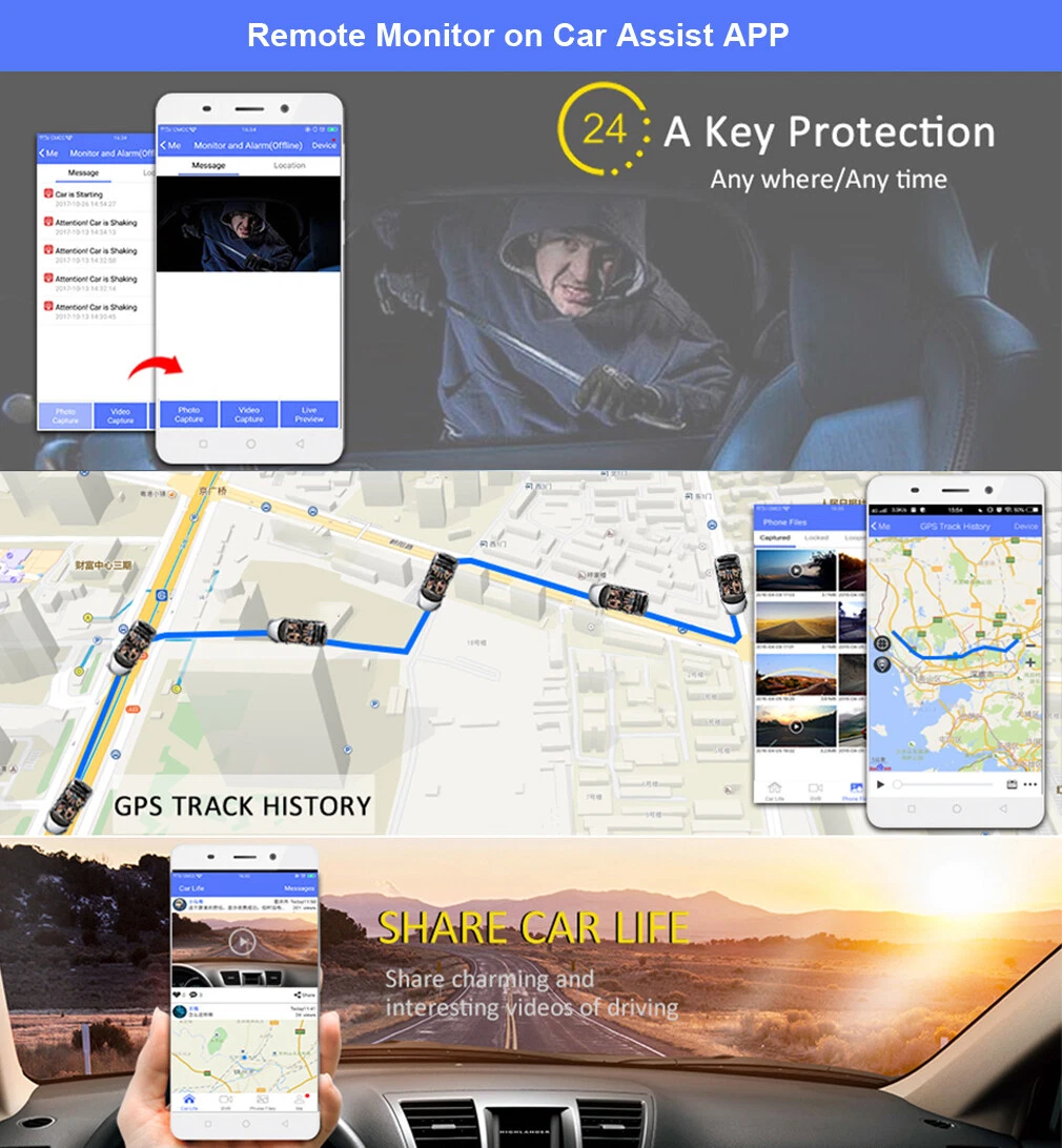 4G smart car driving recorder 4 cameras 360-degree panoramic dash camera car DVR