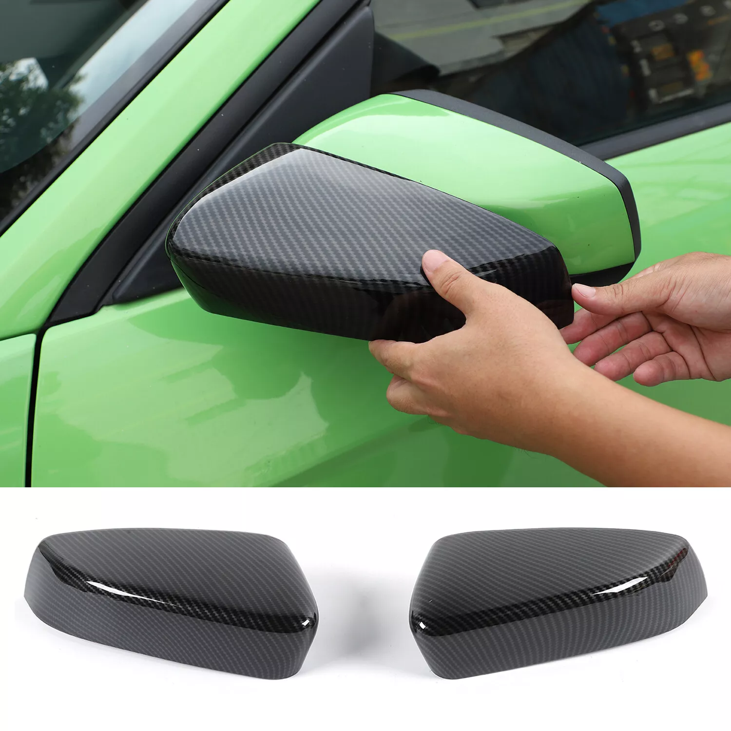 2PCS Car Rearview Mirror Cover Trim Decor for Ford Mustang 2009-13 Carbon Fiber