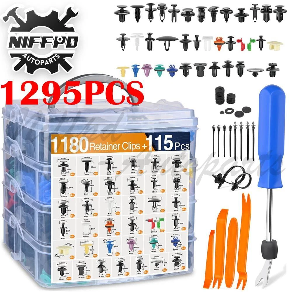 1259PCS Car Retainer Auto Fasteners Body Plastic Trim Clips Pin Rivet Bumper Kit