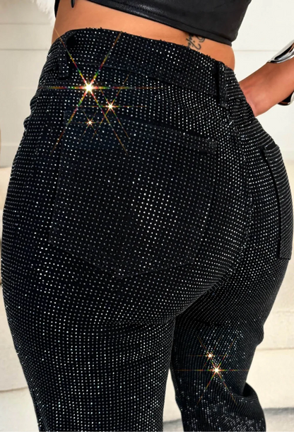 Ultimate Sparkle Pink Straight Leg Stretch Diamante Jeans And Top