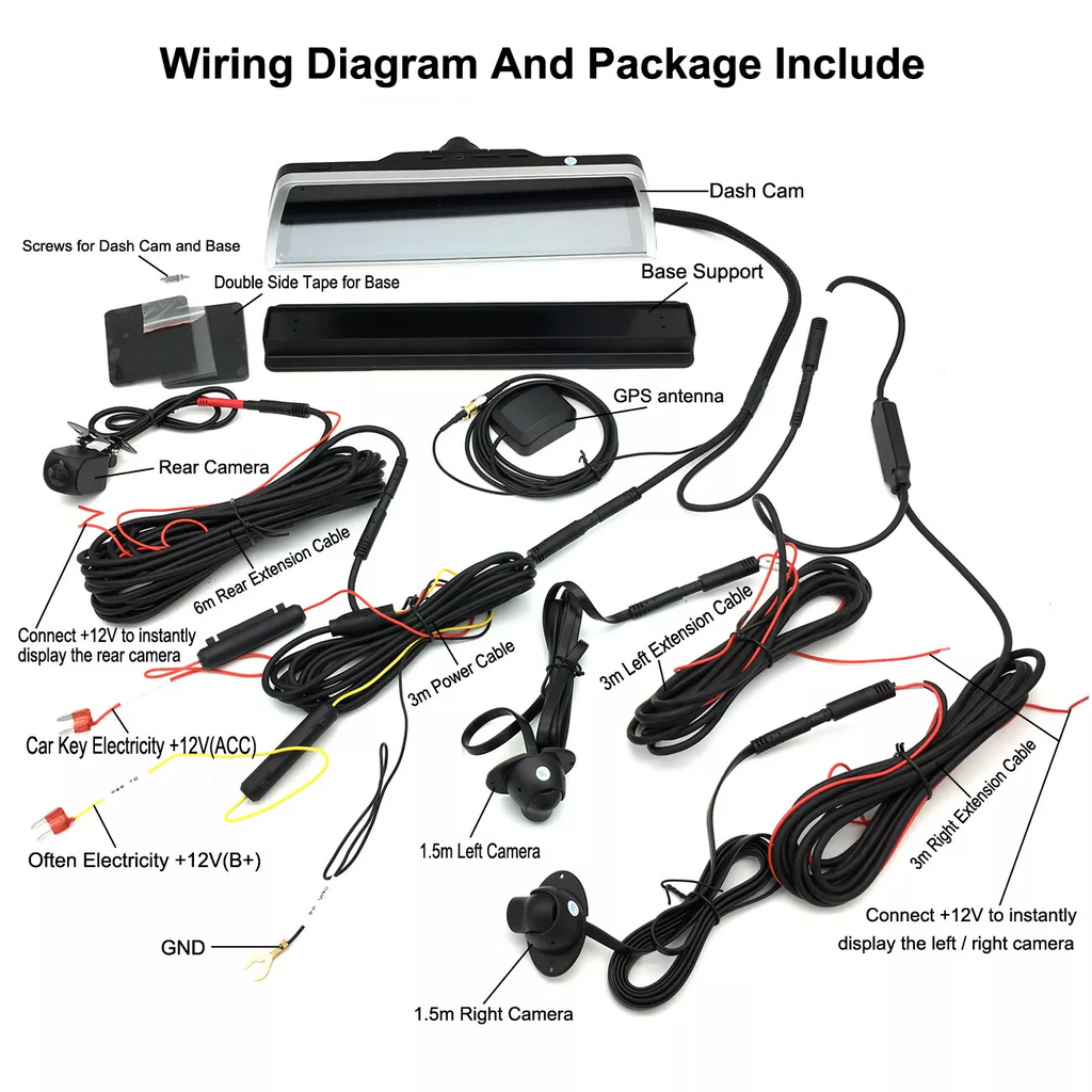 4G smart car driving recorder 4 cameras 360-degree panoramic dash camera car DVR