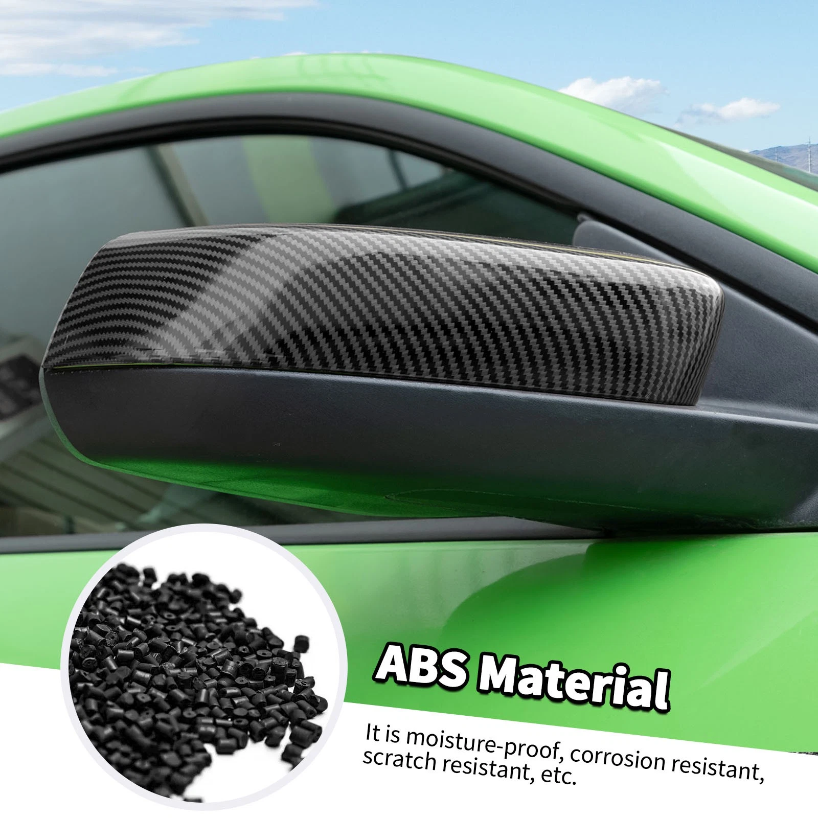 2PCS Car Rearview Mirror Cover Trim Decor for Ford Mustang 2009-13 Carbon Fiber