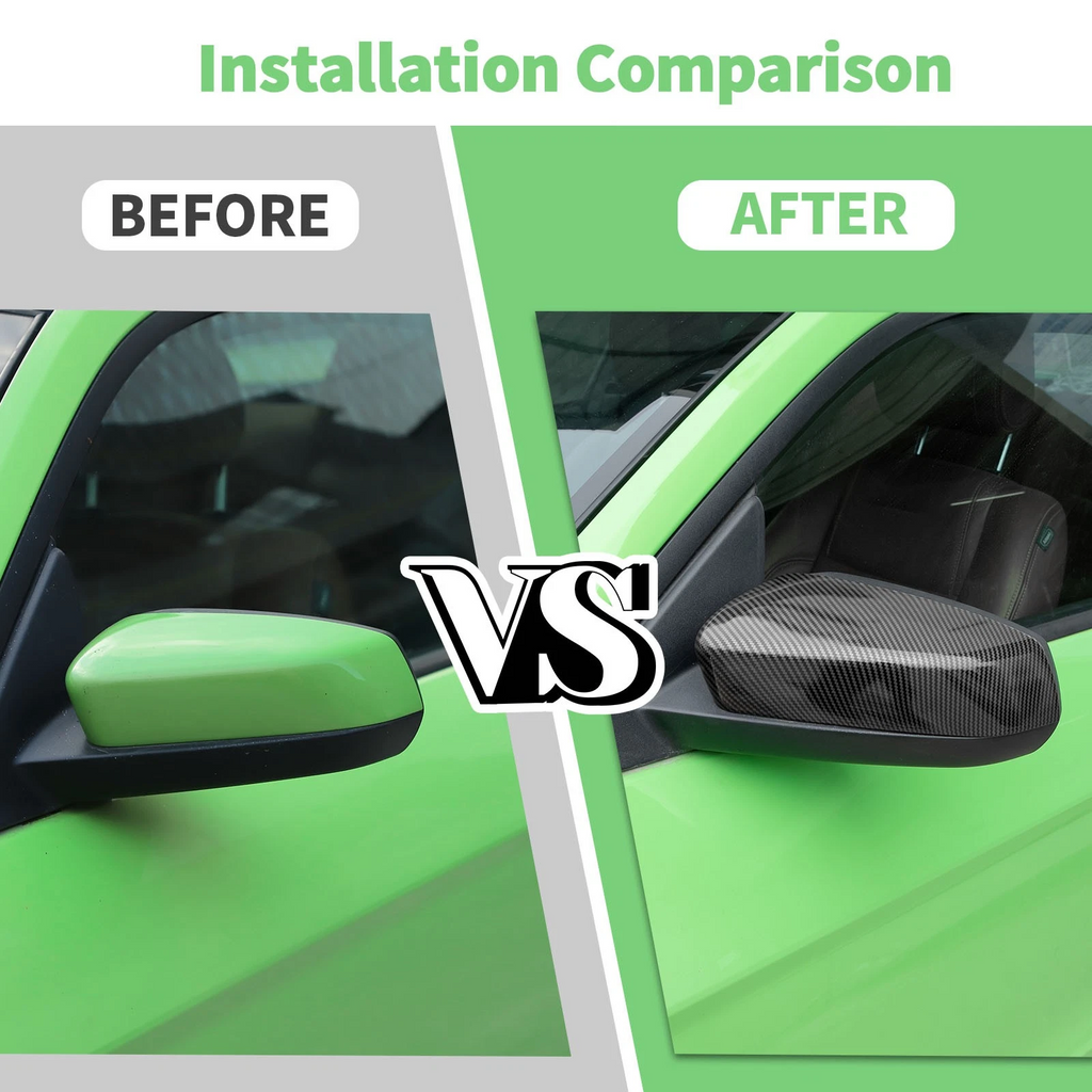 2PCS Car Rearview Mirror Cover Trim Decor for Ford Mustang 2009-13 Carbon Fiber