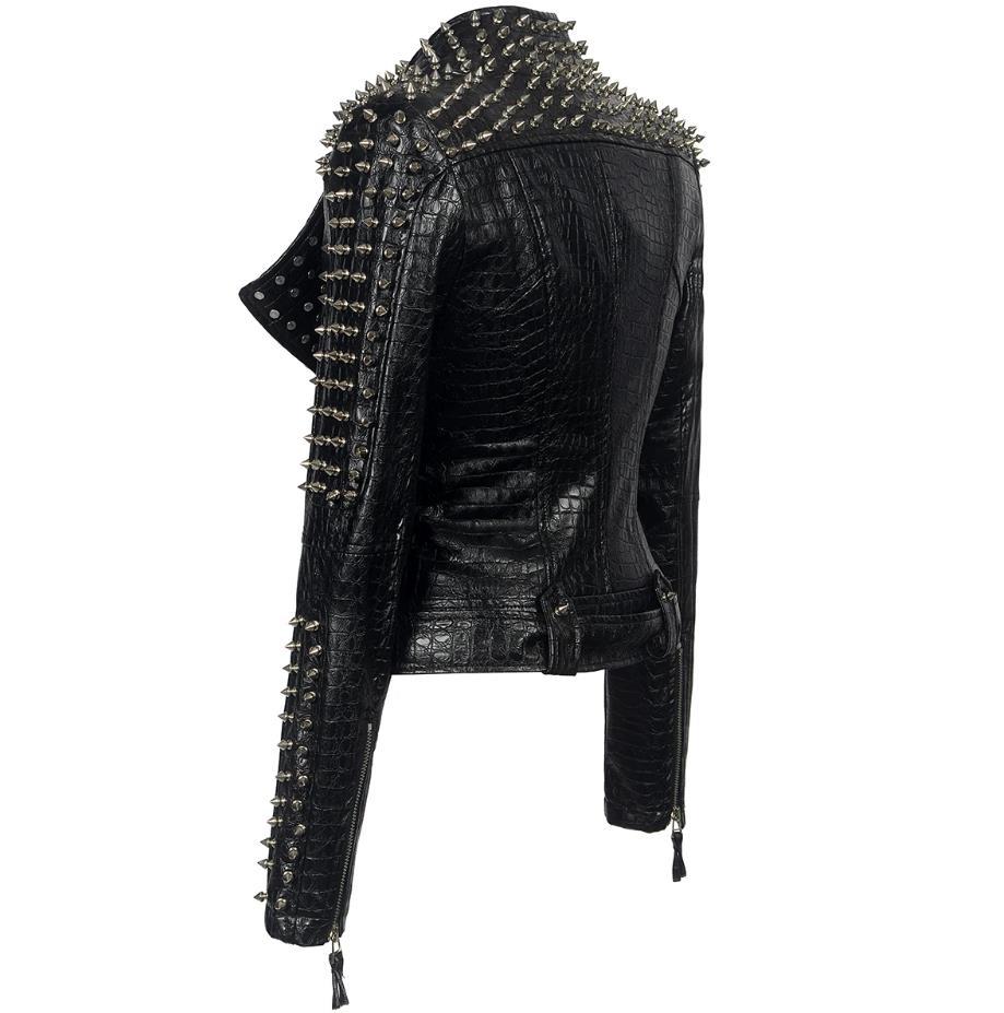 Steampunk Jackets: Rivet Detail Faux Leather Biker Jacket