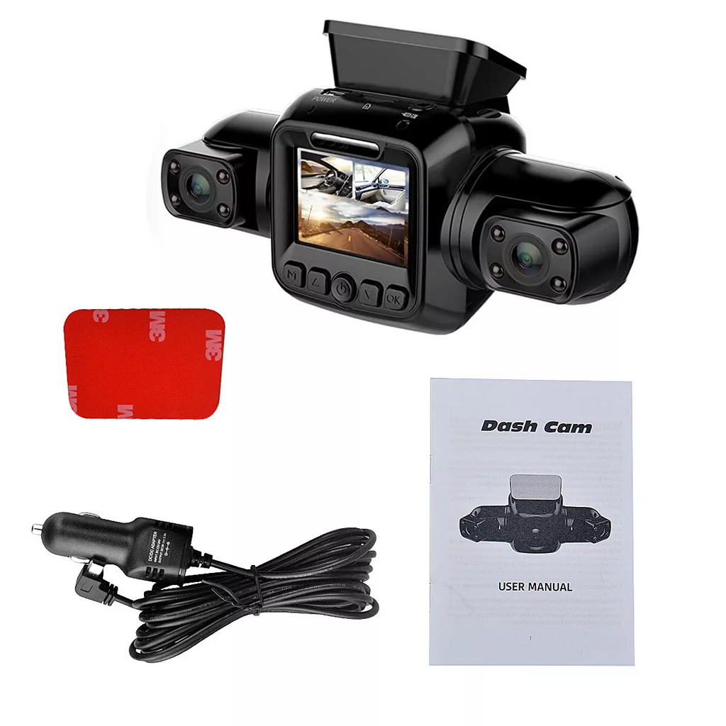 360° Panoramic Car Dash Cam 1080P 4 Channel Driving Recorder Front+Rear Cameras