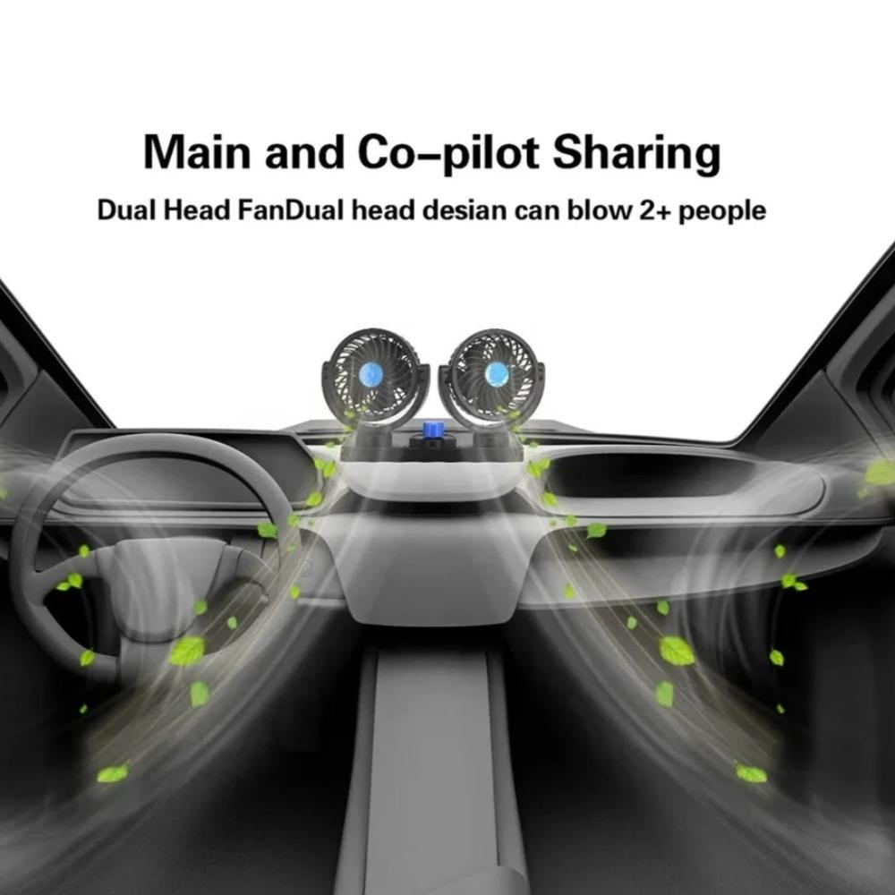 Car Auto Cooler Air Fan Car Fan Accessories Air Cooling Dual Head Fan Low Noise