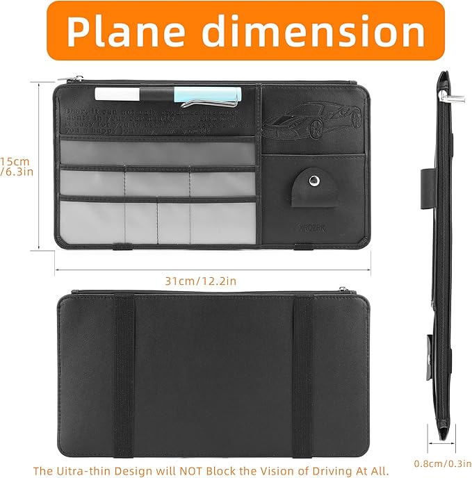 Car Truck Interior Accessories Visor Holder Document Wallet Multi-Pocket Zipper Glasses clip Storage Pocket