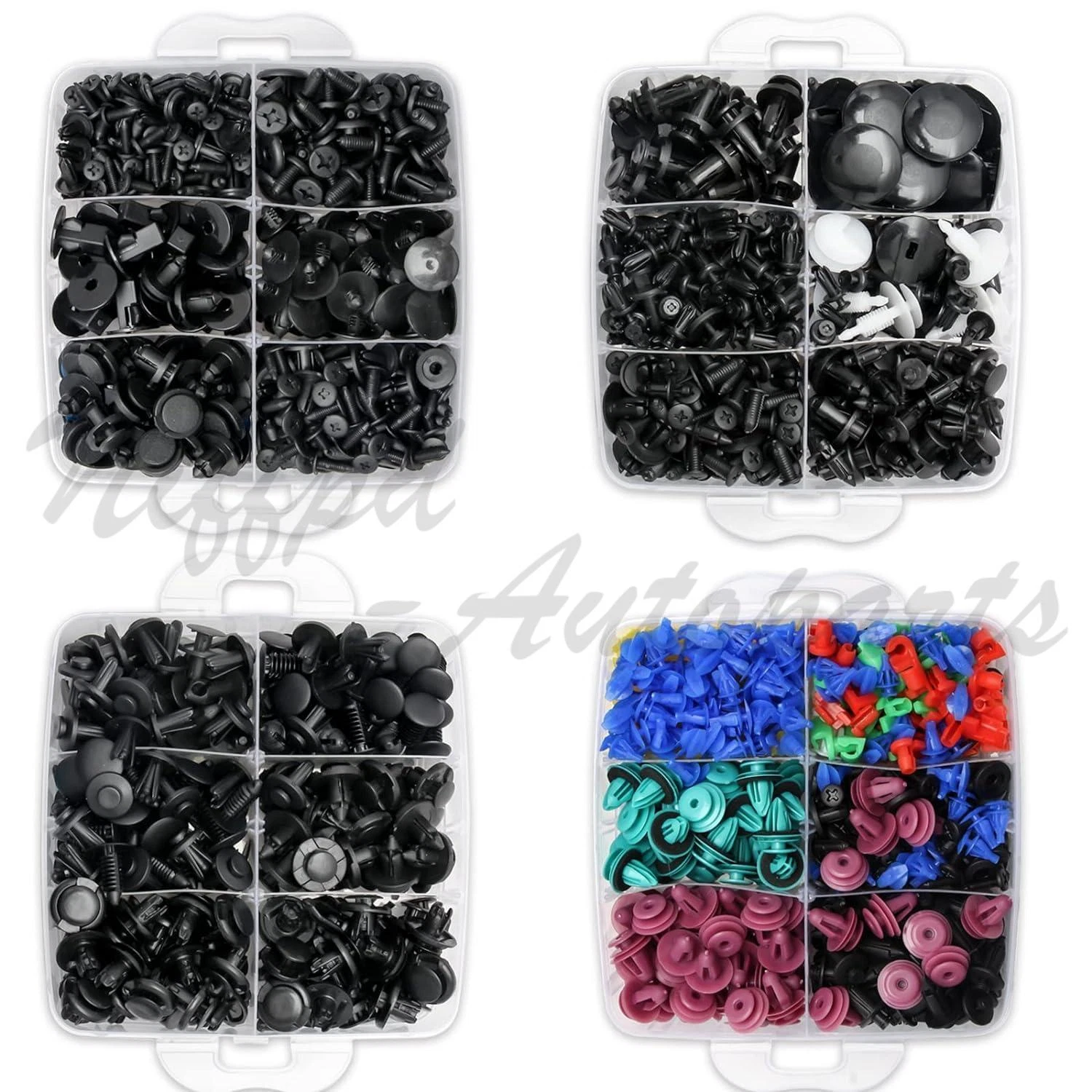 1259PCS Car Retainer Auto Fasteners Body Plastic Trim Clips Pin Rivet Bumper Kit