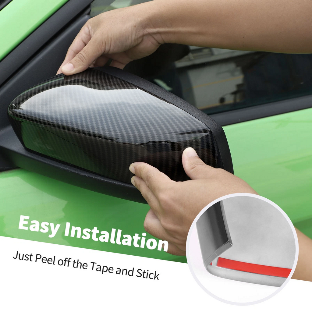 2PCS Car Rearview Mirror Cover Trim Decor for Ford Mustang 2009-13 Carbon Fiber