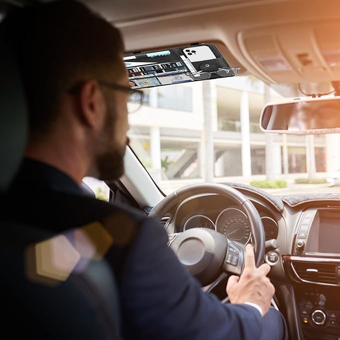 Car Truck Interior Accessories Visor Holder Document Wallet Multi-Pocket Zipper Glasses clip Storage Pocket