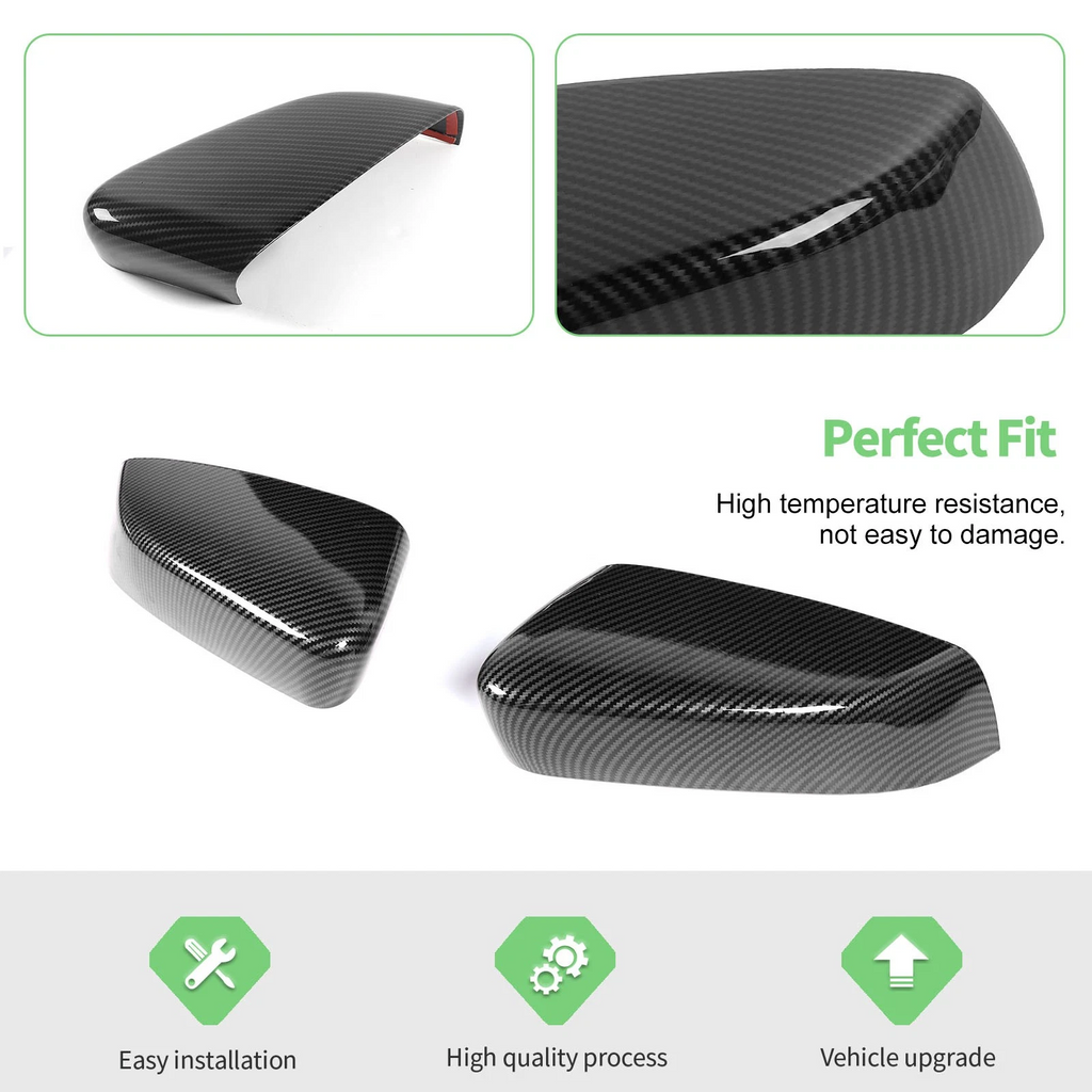 2PCS Car Rearview Mirror Cover Trim Decor for Ford Mustang 2009-13 Carbon Fiber