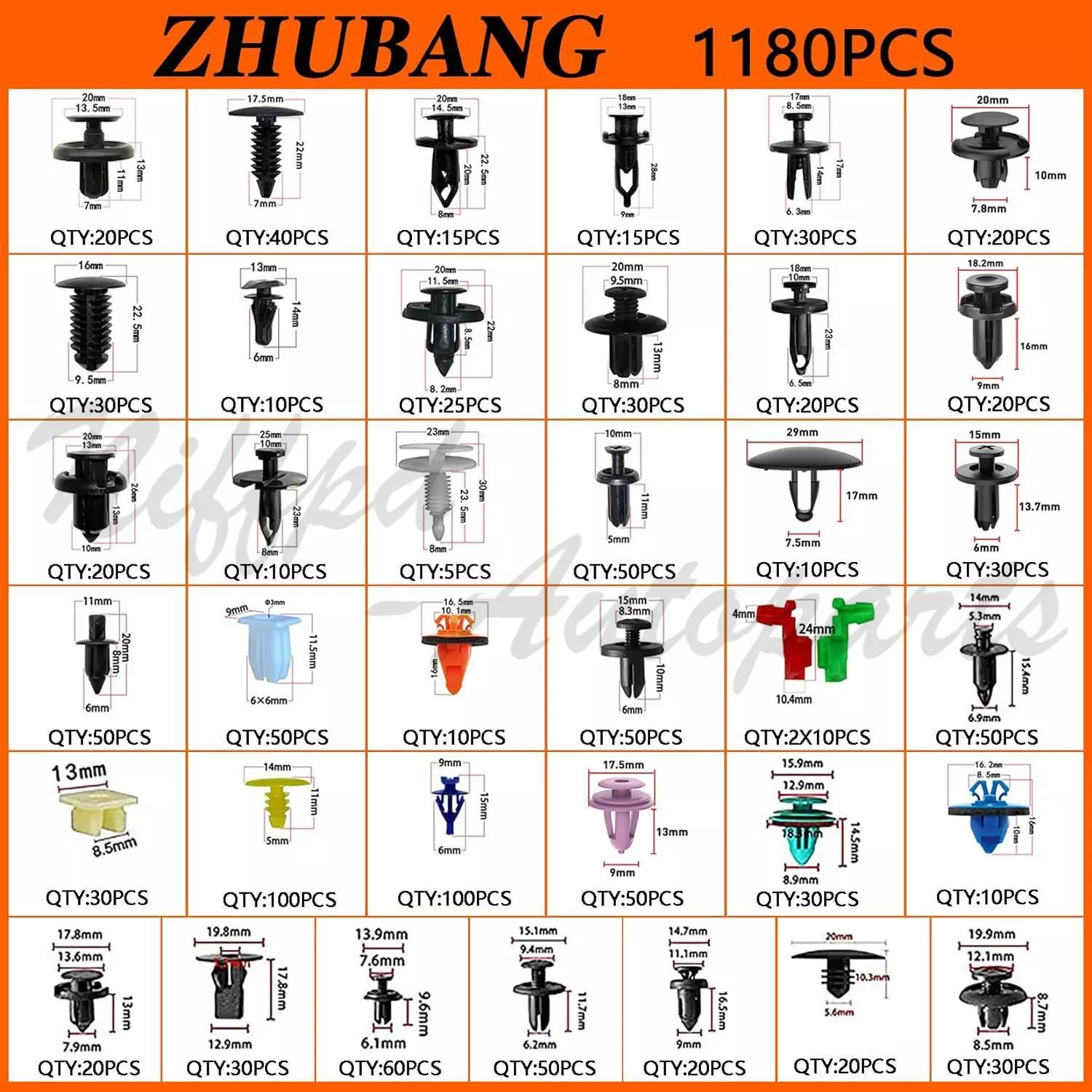 1259PCS Car Retainer Auto Fasteners Body Plastic Trim Clips Pin Rivet Bumper Kit