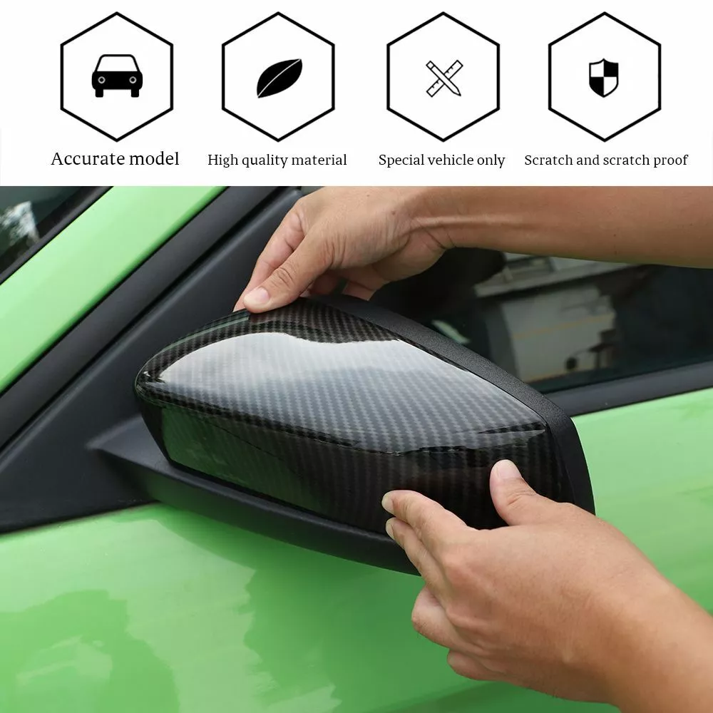 2PCS Car Rearview Mirror Cover Trim Decor for Ford Mustang 2009-13 Carbon Fiber