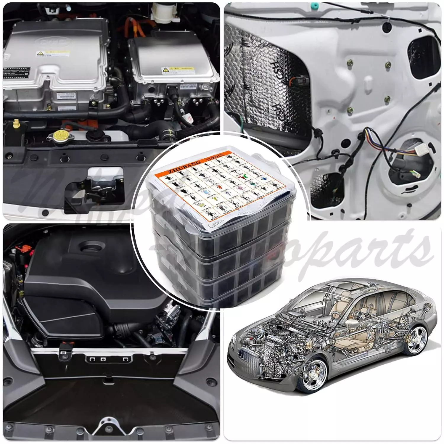 1259PCS Car Retainer Auto Fasteners Body Plastic Trim Clips Pin Rivet Bumper Kit