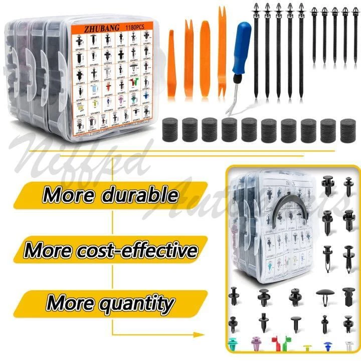 1259PCS Car Retainer Auto Fasteners Body Plastic Trim Clips Pin Rivet Bumper Kit