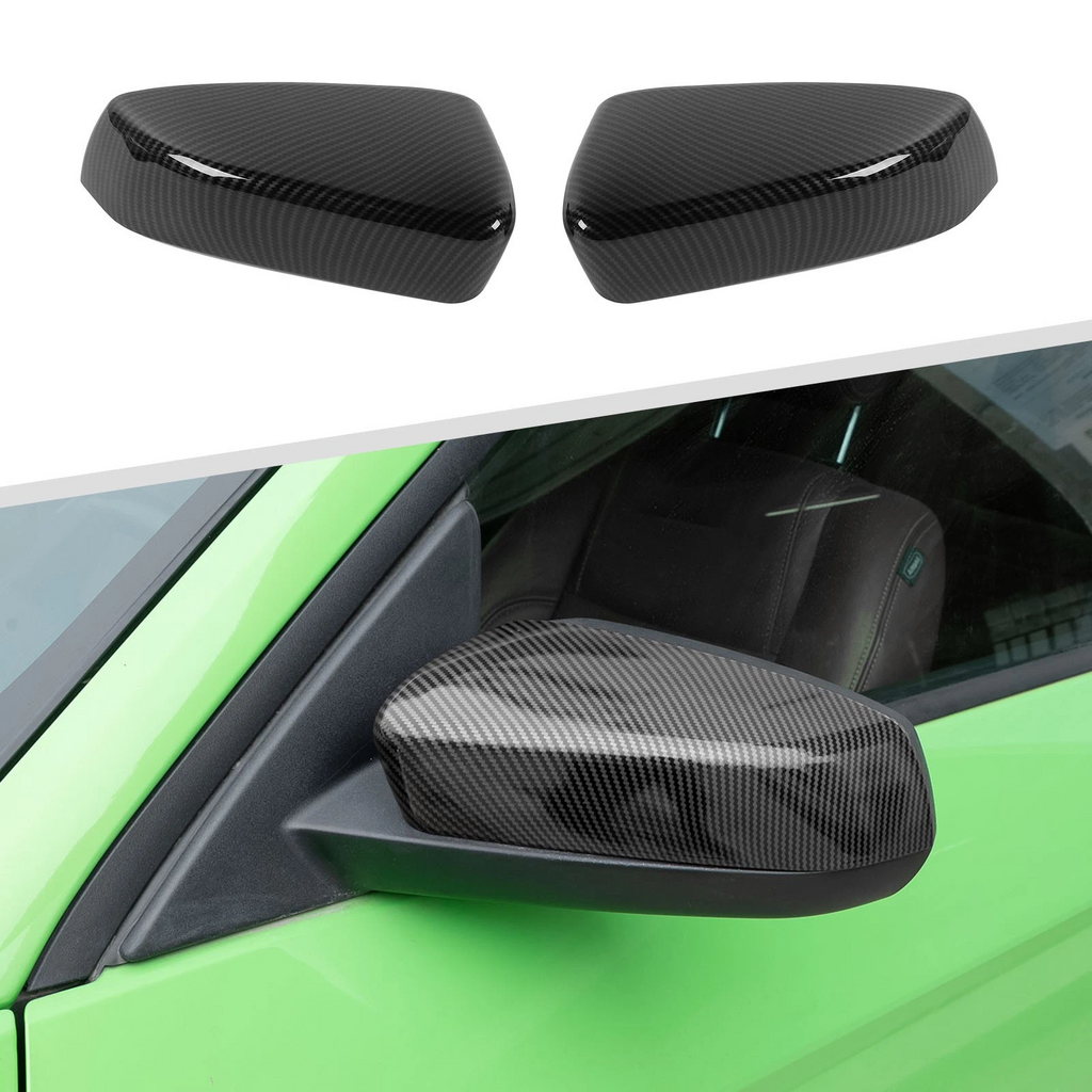 2PCS Car Rearview Mirror Cover Trim Decor for Ford Mustang 2009-13 Carbon Fiber