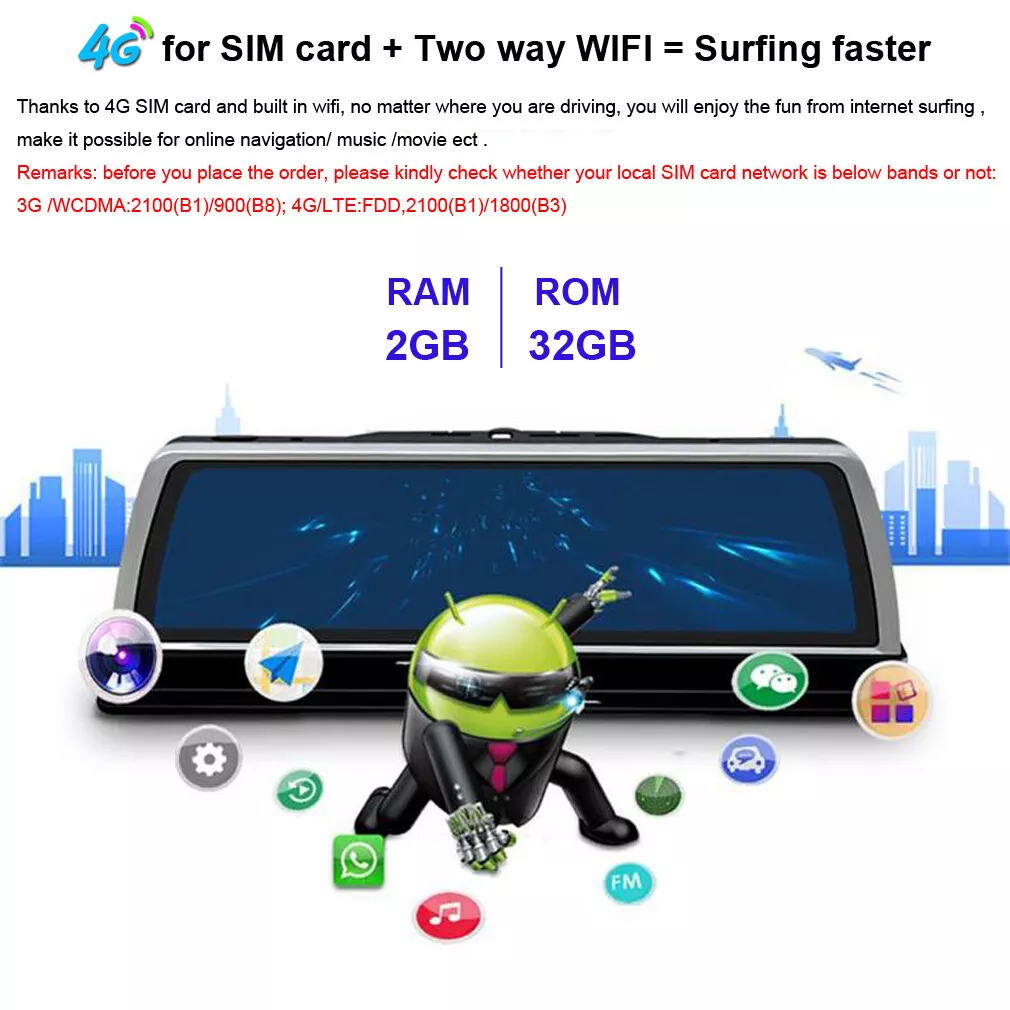 4G smart car driving recorder 4 cameras 360-degree panoramic dash camera car DVR