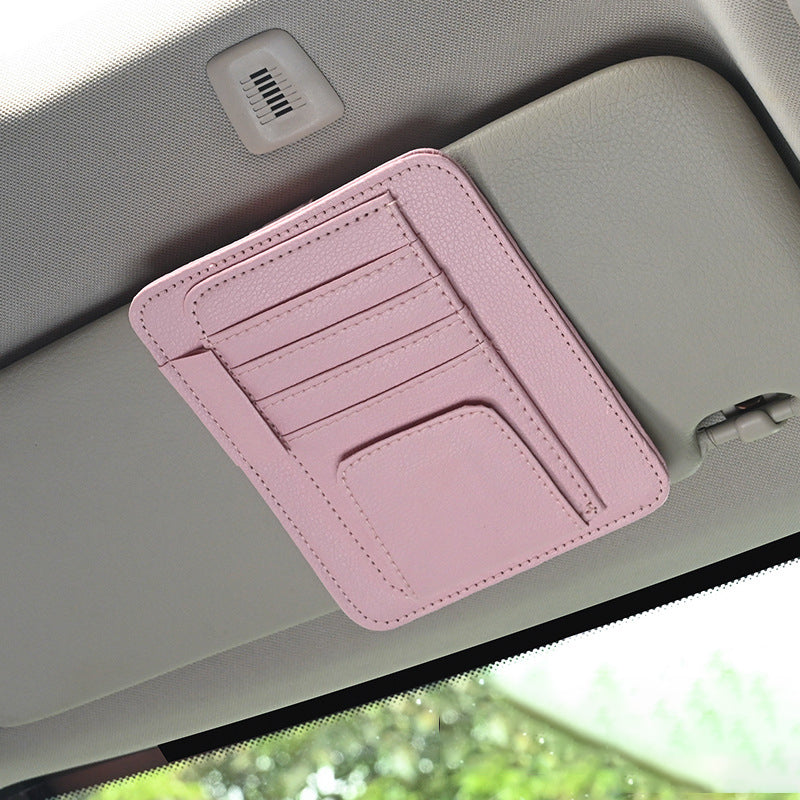 Waterproof Leather Car Sun Visor Storage Clip