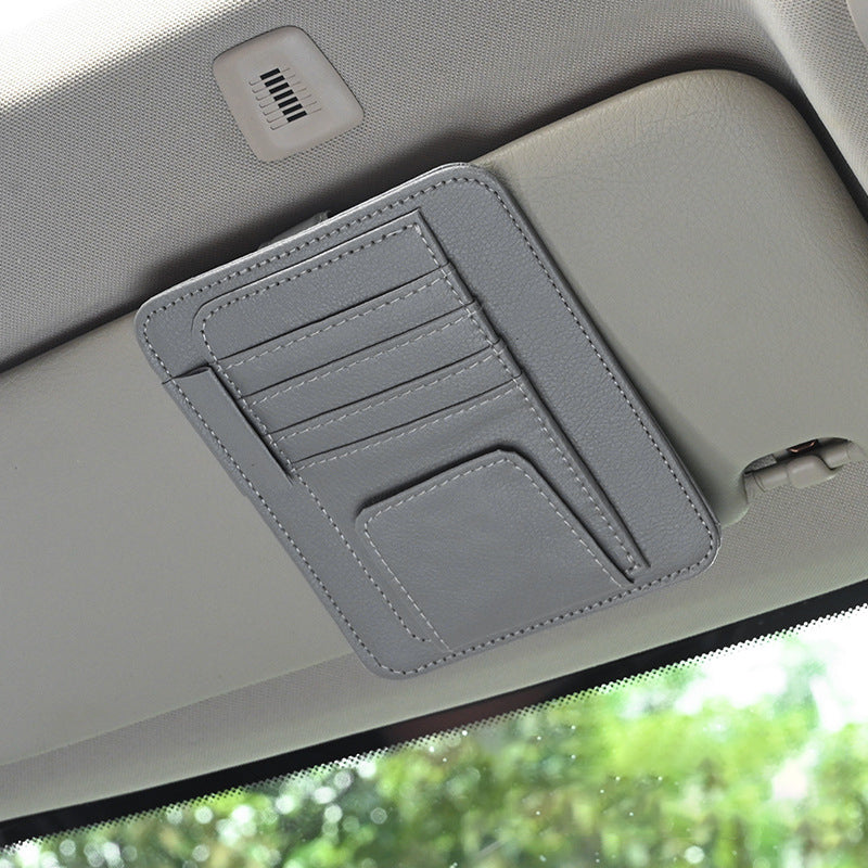Waterproof Leather Car Sun Visor Storage Clip