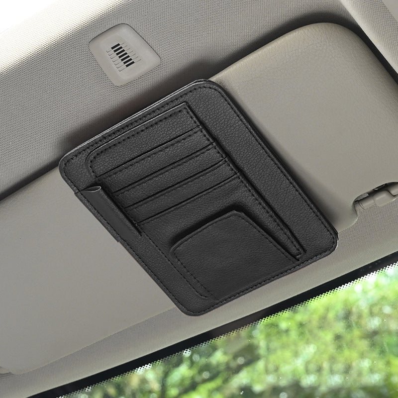 Waterproof Leather Car Sun Visor Storage Clip