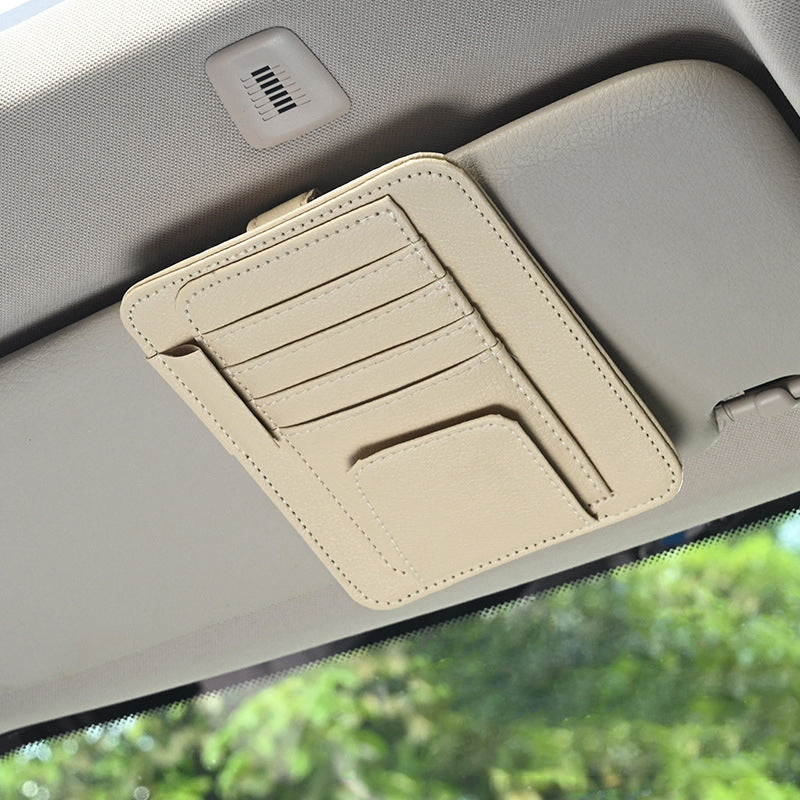 Waterproof Leather Car Sun Visor Storage Clip