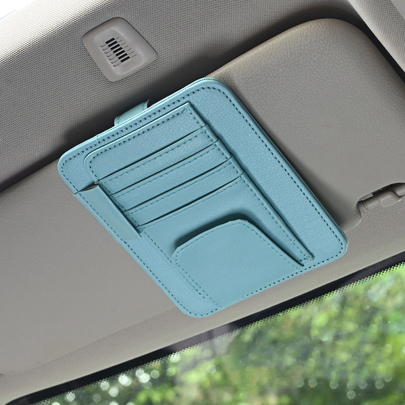 Waterproof Leather Car Sun Visor Storage Clip