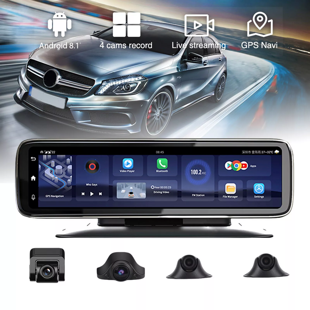 4G smart Car Driving Recorder 4 cameras 360-degree Panoramic Dash Camera W/ GPS