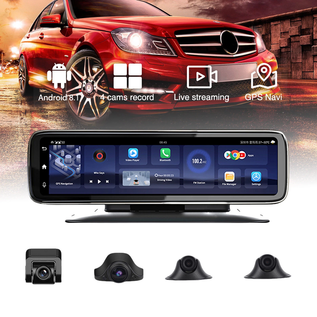 4G smart Car Driving Recorder 4 cameras 360-degree Panoramic Dash Camera W/ GPS