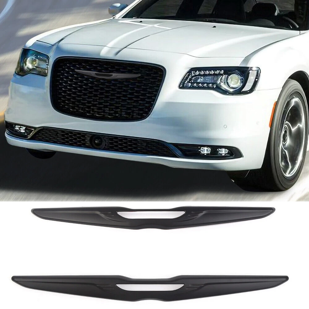 Black Front & Rear Car Logo Badge Emblem Decor Cover Trim For Chrysler 300 2015+
