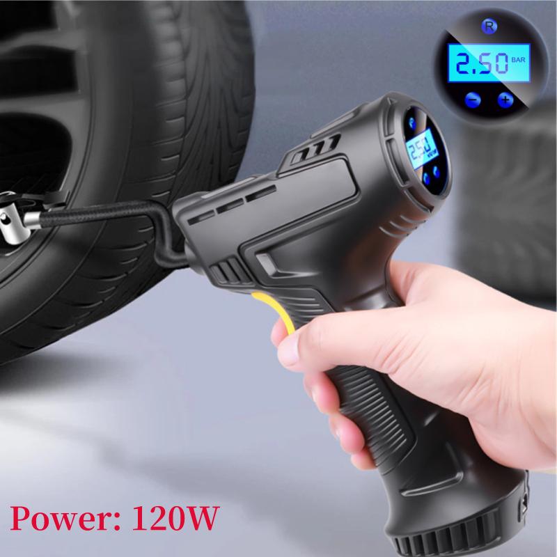 KBD Car Tire Pump & Tire Pressure Monitor Smart Digital Displays Rechargeable Tire Inflator Equipment Auto Air Pump 120W