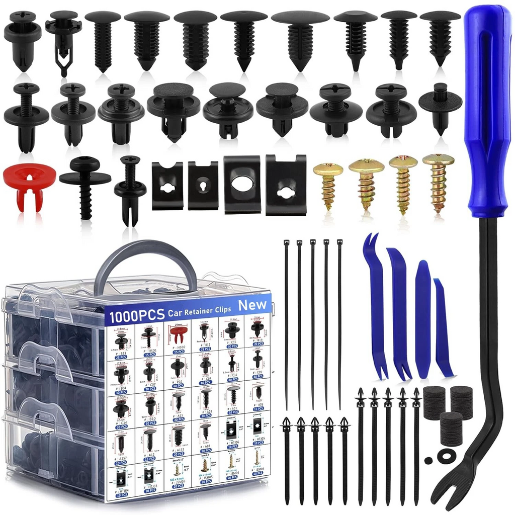 1000PCS Car Push Retainer Bumper Clip U Clip Screw Kit Panel Clips Metal Screw