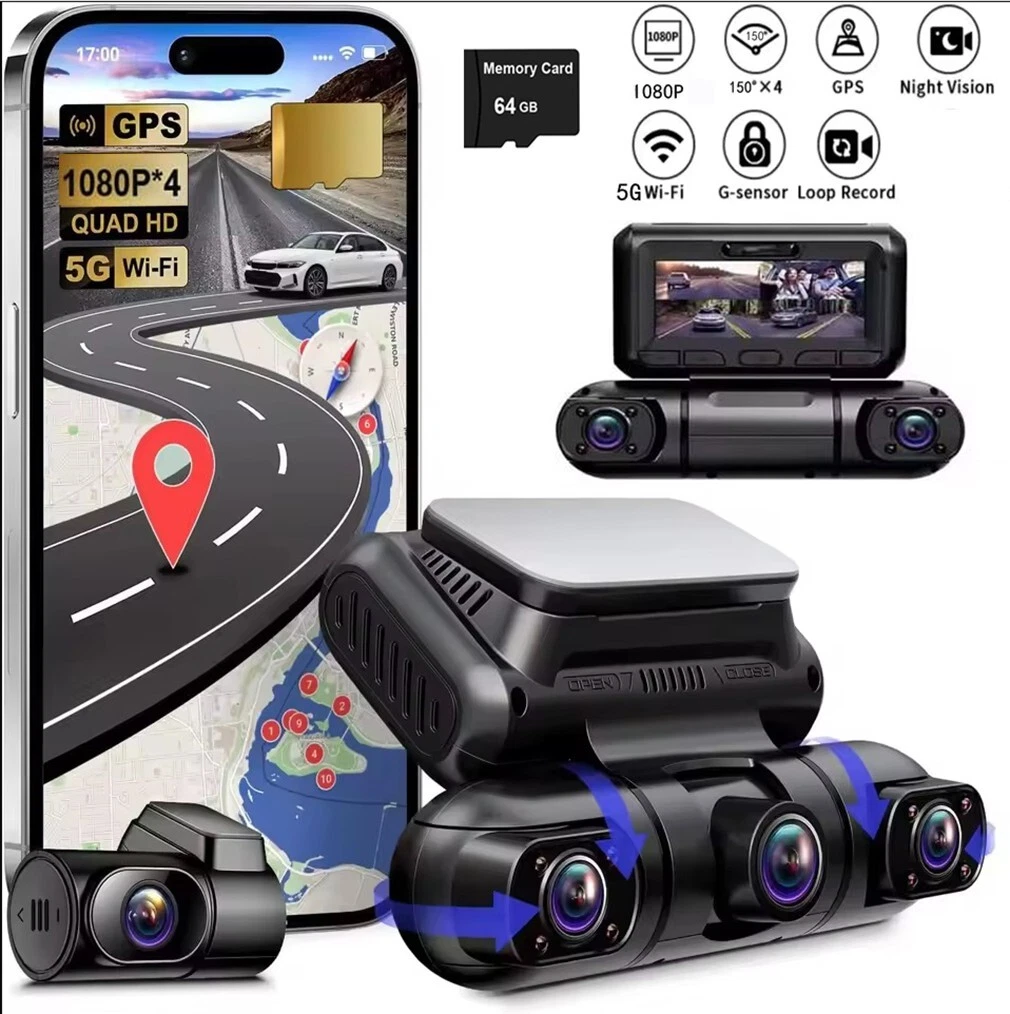4 Cameras Car Dash Cam 1080P Wifi GPS 360 Degree Panoramic View IR Night Vision