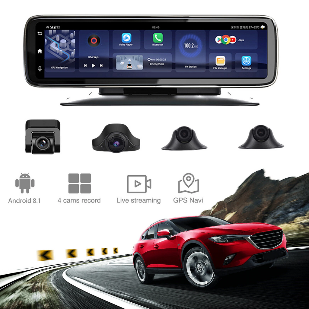 4G smart Car Driving Recorder 4 cameras 360-degree Panoramic Dash Camera W/ GPS
