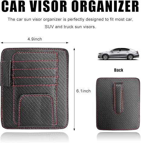 Waterproof Leather Car Sun Visor Storage Clip