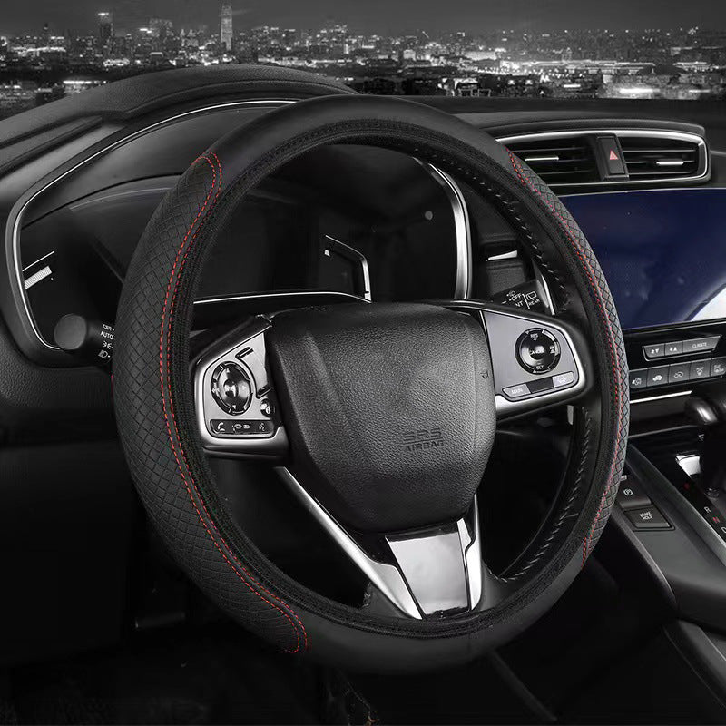 Fiber leather double circle without inner ring car steering wheel cover