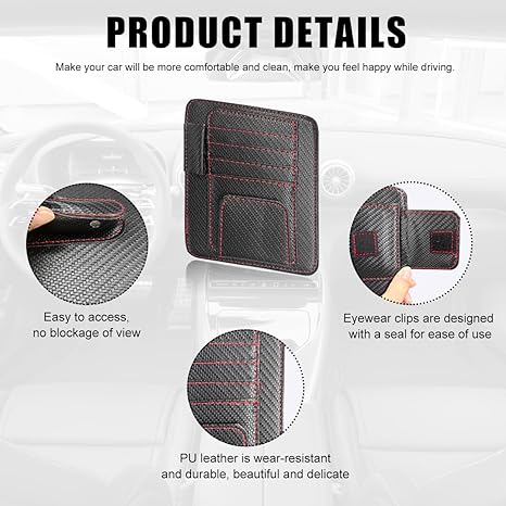 Waterproof Leather Car Sun Visor Storage Clip