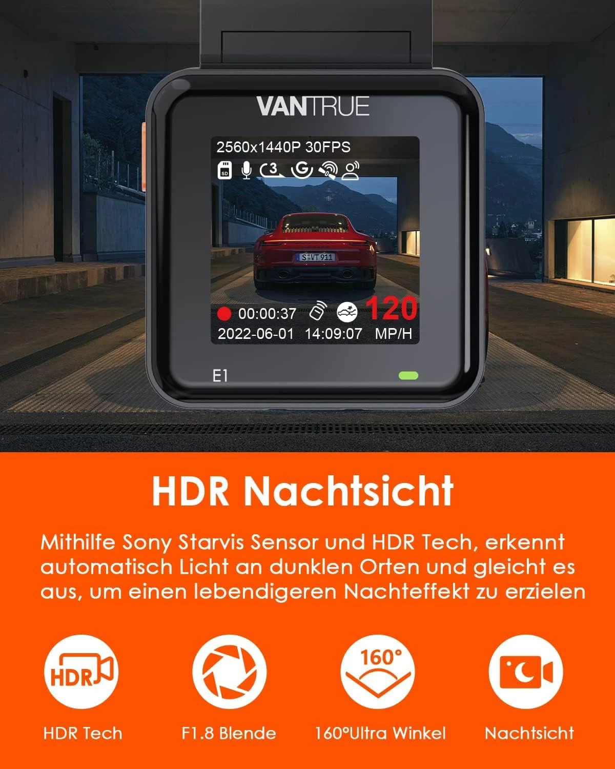 Dash Cam Mini Car Wifi GPS 2.5K 1440P 60FPS Dash Cam Remote Control Voice Control