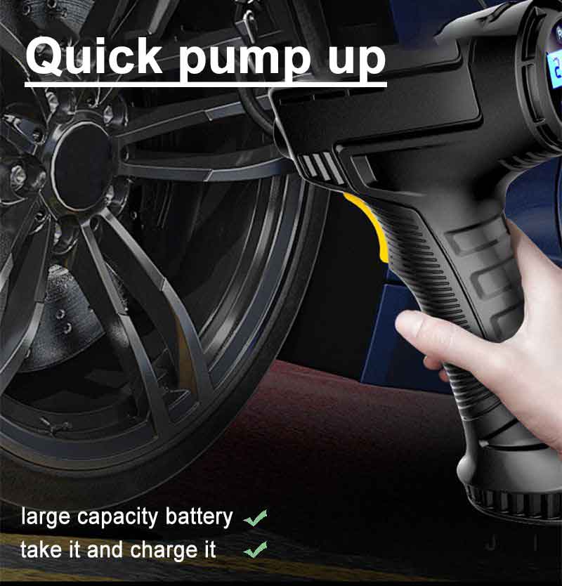 KBD Car Tire Pump & Tire Pressure Monitor Smart Digital Displays Rechargeable Tire Inflator Equipment Auto Air Pump 120W