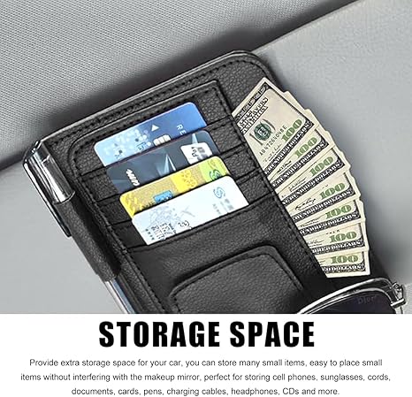 Waterproof Leather Car Sun Visor Storage Clip
