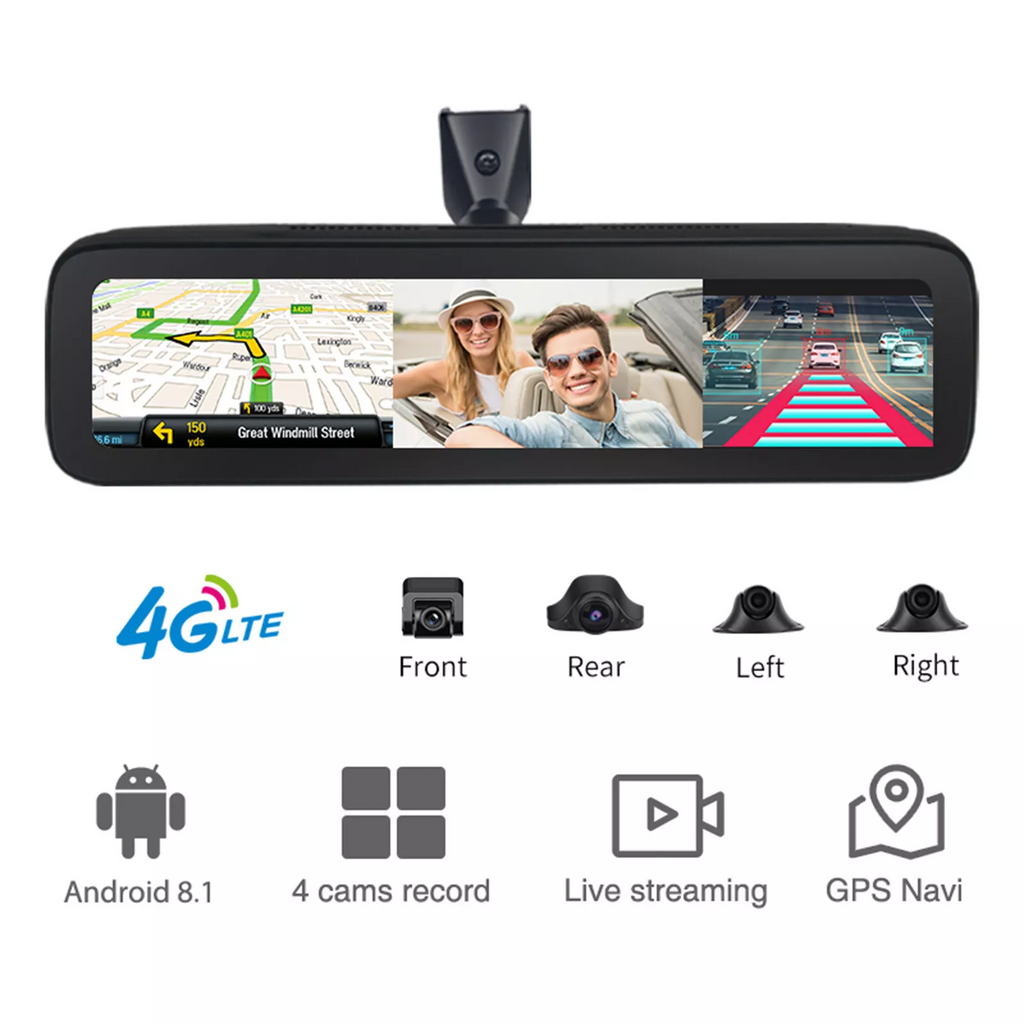 4G smart Car Driving Recorder 4 cameras 360-degree Panoramic Dash Camera W/ GPS