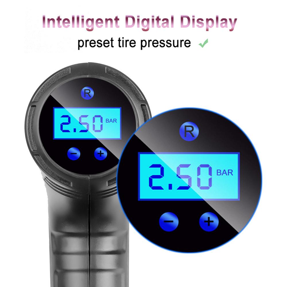 KBD Car Tire Pump & Tire Pressure Monitor Smart Digital Displays Rechargeable Tire Inflator Equipment Auto Air Pump 120W