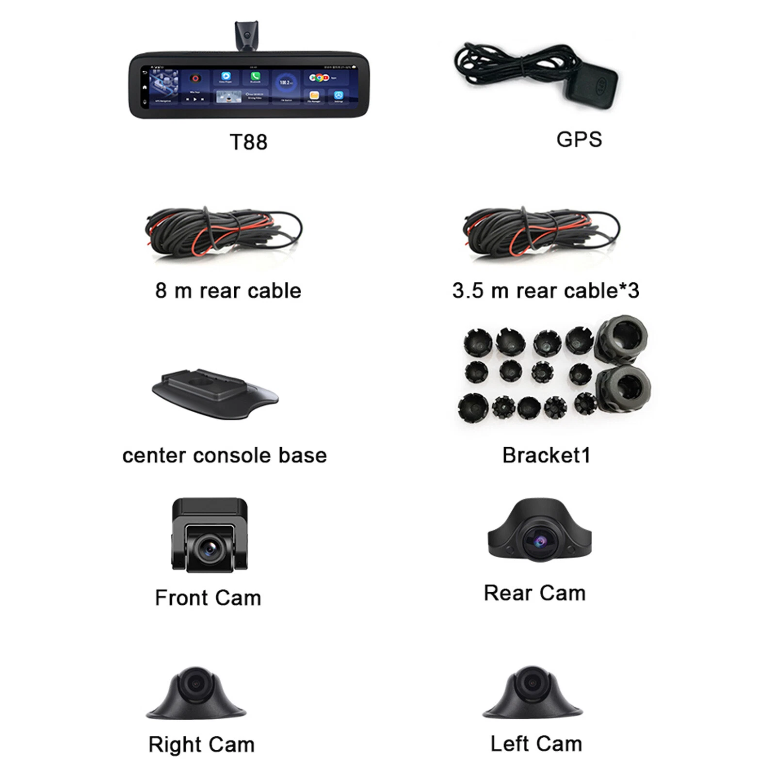 4G smart Car Driving Recorder 4 cameras 360-degree Panoramic Dash Camera W/ GPS