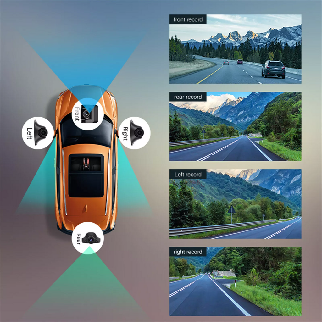 4G smart Car Driving Recorder 4 cameras 360-degree Panoramic Dash Camera W/ GPS