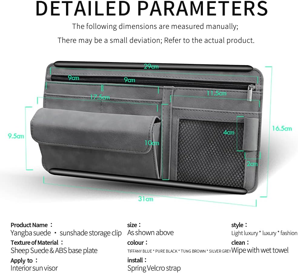 Car Sun Visor Organizer Glasses Case Storage Bag