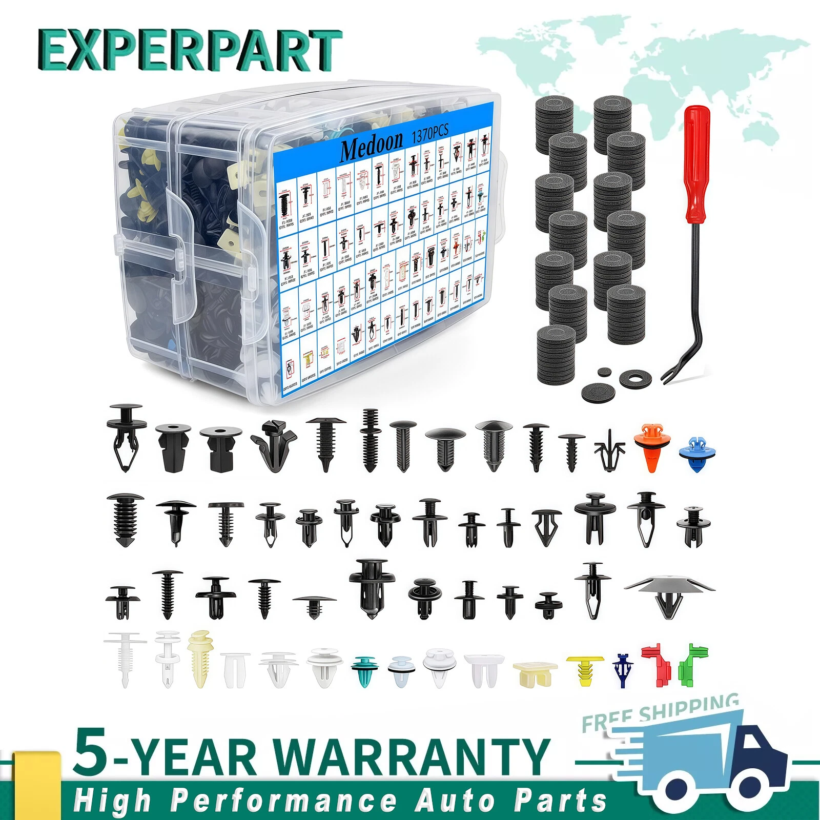 1501Pcs Car Retainer Clips Auto Fasteners Fender Push Trim Clip Pin Rivet Bumper