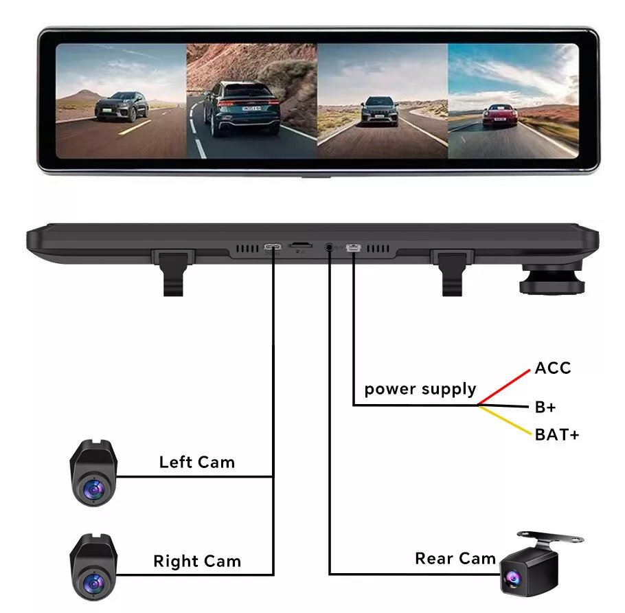 Car Driving Recorder 4 cameras 360-degree panoramic dash camera car DVR ADAS BDS