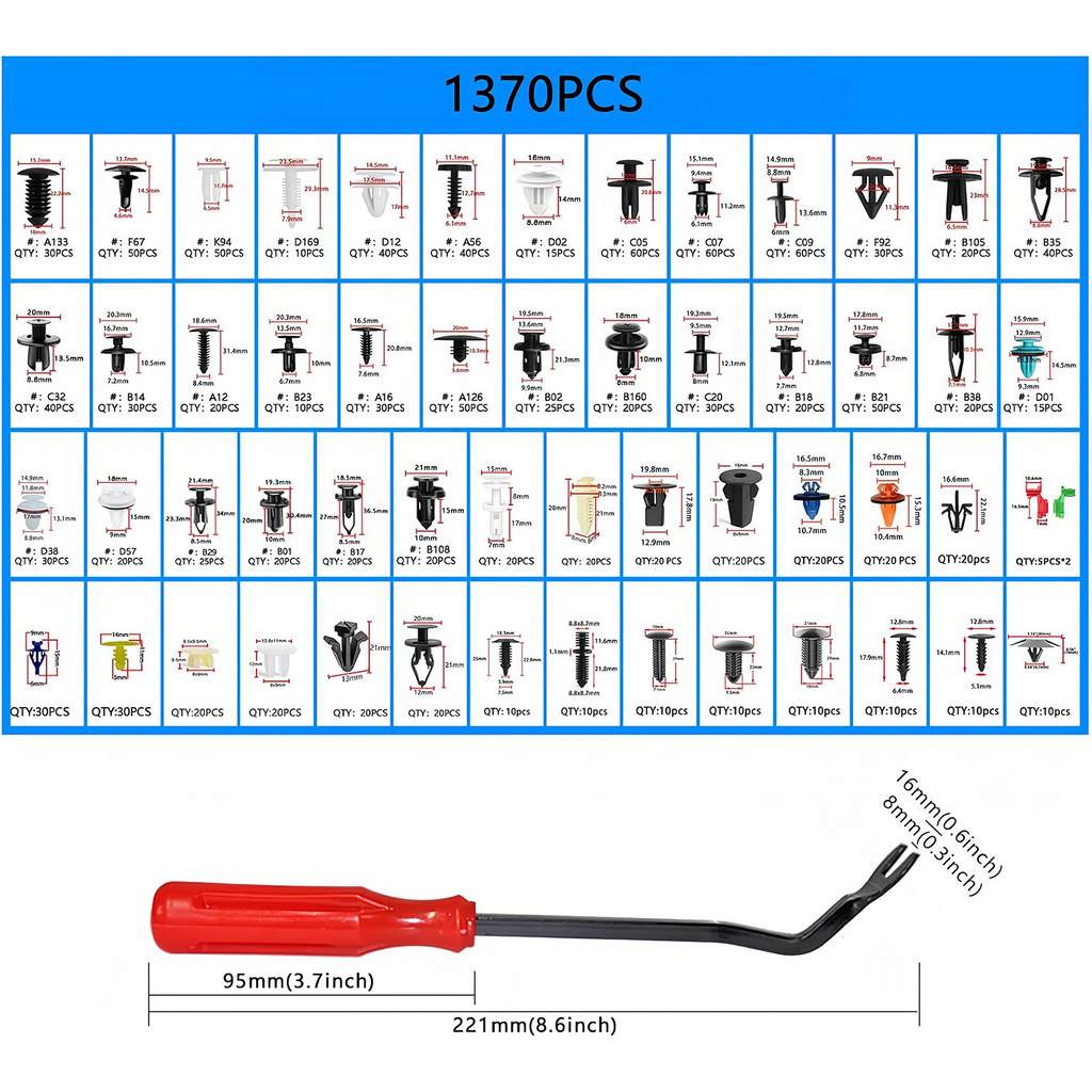 1501Pcs Car Retainer Clips Auto Fasteners Fender Push Trim Clip Pin Rivet Bumper