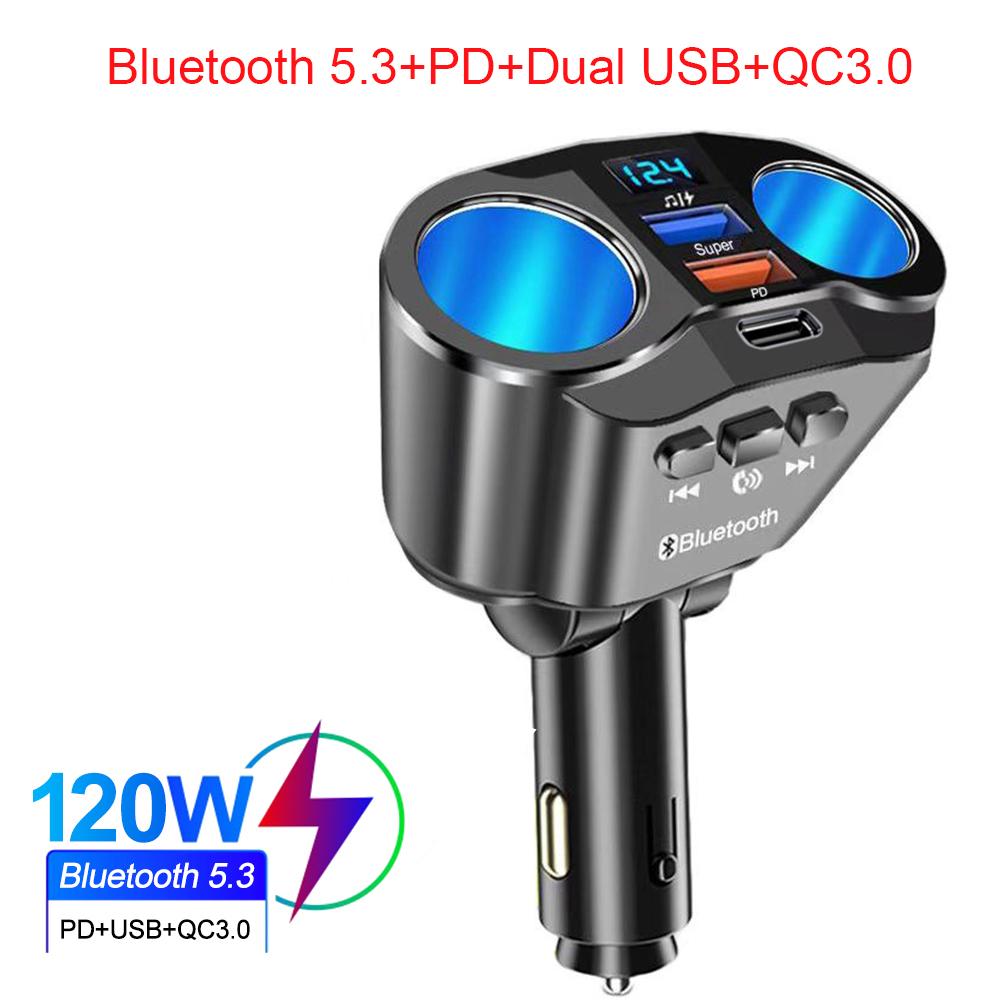 Car Socket Splitter Charger Dual USB PD20W QC 3.0 Quick Charge 12V-24V 60W Auto Type C Charging Power Adapter Plug